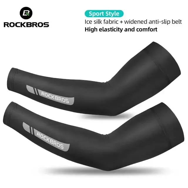 ROCKBROS Arm Sleeves for Men Women Ice Silk Anti-UV Sun Protection Long Handsock for Cycling Motorcycle Camping Fishing Hiking Outdoor Sports Arm Sleeves