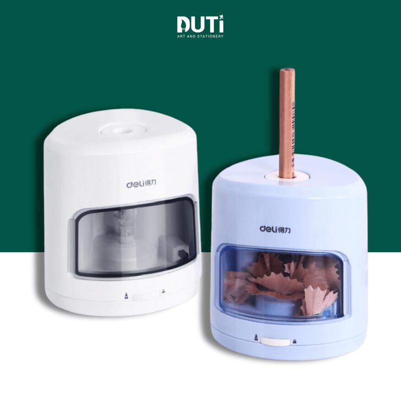 Gọt bút chì tự động Deli, Chuốt chì tiện lợi bằng pin, an toàn bảo vệ người sử dụng, Có thể điều chỉnh ngòi chì, Hành Chính Hãng - Hoạ Cụ DUTi