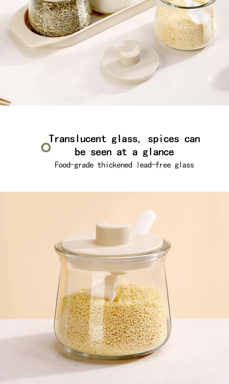 Product Introduction of Glass Seasoning Bottle Jar Household Kitchen Specific Seasoning Box Light Luxury Storage Packaging Combination Set 3