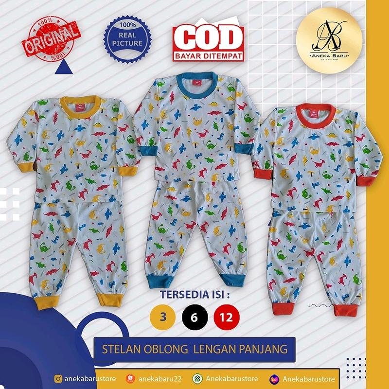 100RB-an 6PCS PAKET STELAN PIYAMA/OBLONG BAYI LENGAN PANJANG 1-2thn 1