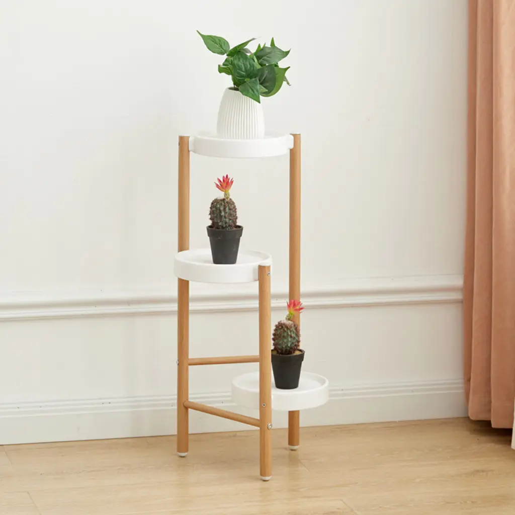 zeeniago- Flower Stand Compact Multi-functional Bookshelf Metal Plant Stand for Home Office Balcony 3 Tier Flowerpot Holder Shelf for Indoor Potted Plants Stylish Floor Standing