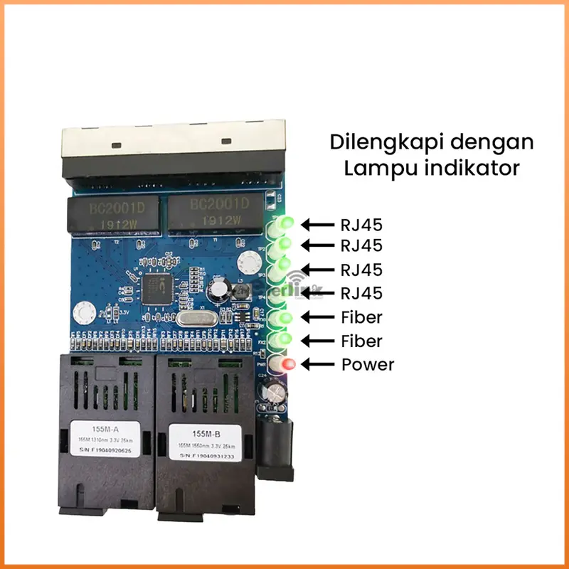 Support POE PCBA 10/100M 2F4E 2 SC 4 RJ45 Ethernet  PCBA Single Mode 5V-12V input 2