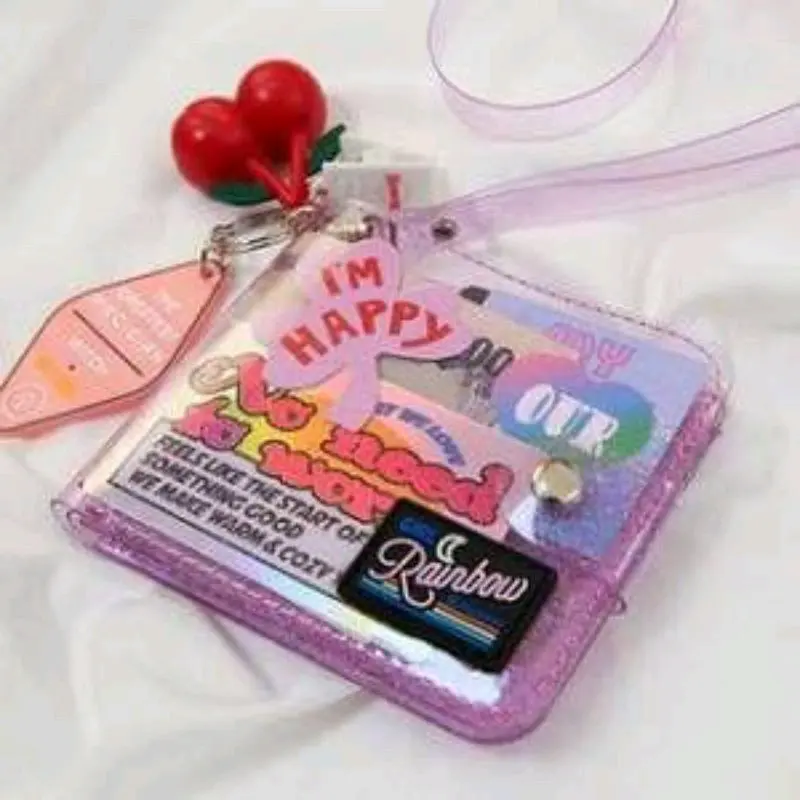 Dompet Transparan PVC Lucu Korea Polos Wanita Kartu - Tersedia dalam Berbagai Warna