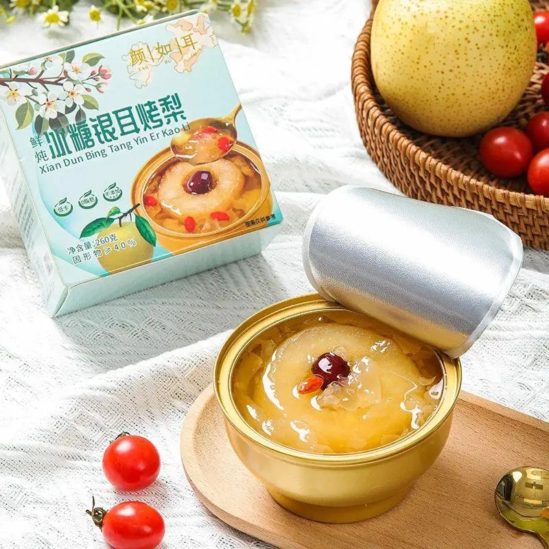 Selected baked pears, whole Dangshan pears, small hanging pears, fresh soup with honey, rock sugar and white fungus baked pear soup, ready to eat
