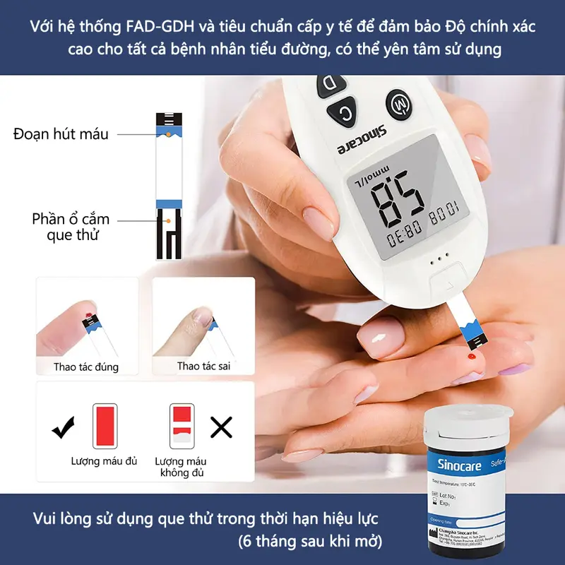 Hộp đường (gluco) Sinocare- Hộp 50 que (tặng 50 kim) 2