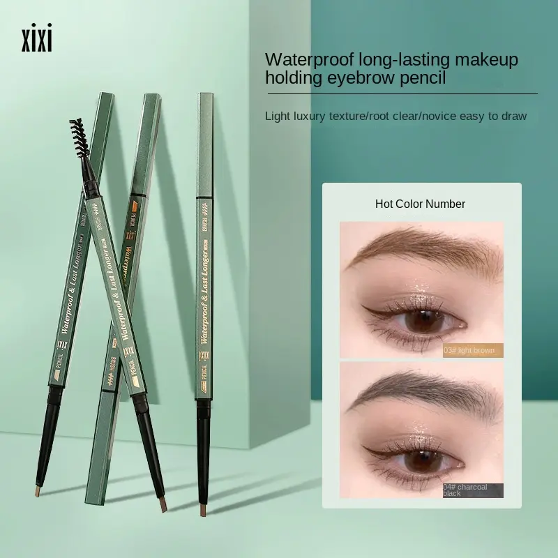 Xixi Waterproof Long-Lasting Makeup Eyebrow Pencil Natural Three-Dimensional Distinct Look Extremely Thin Double-Headed Eyebrow Pencil Cosmetic