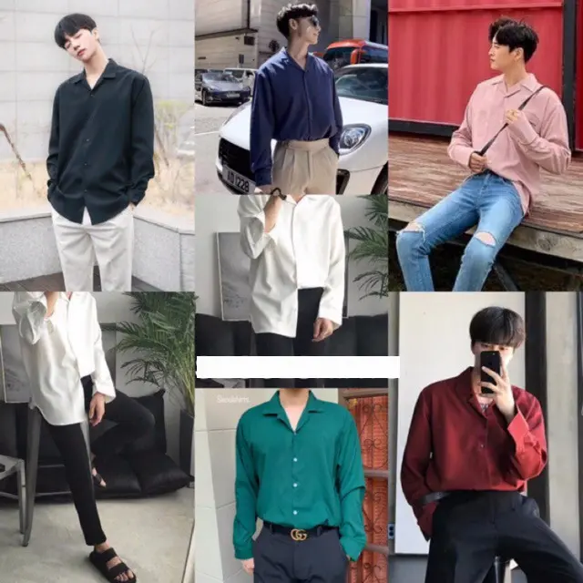 Kemeja Pria PJ-065 Lengan Panjang Kemeja casual Kemeja kekinian