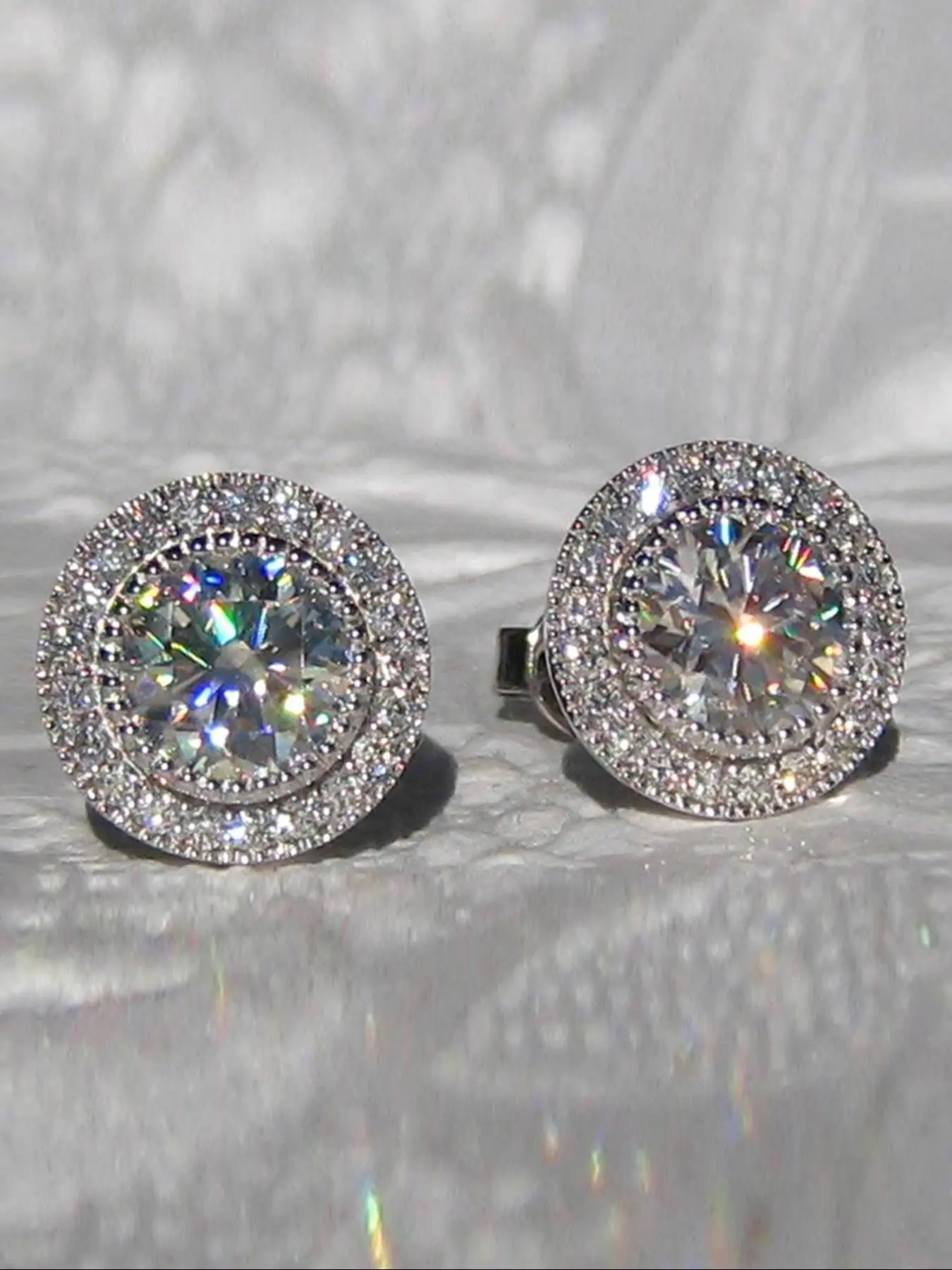 Women's Elegant Rhinestone Decorated Stud Earrings, Exquisite Trendy Round Shaped Stud Earrings, Gorgeous Jewelry As Birthday Gift for Women & Girls