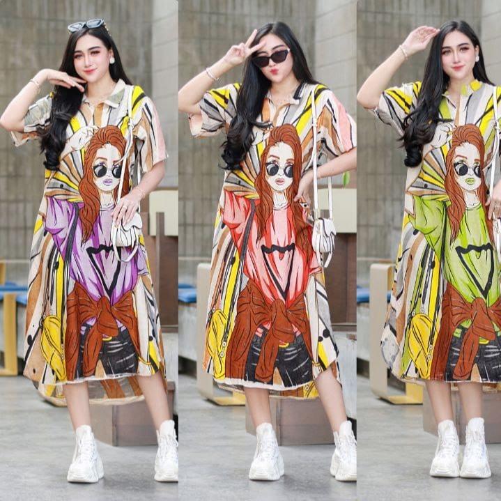 Daster Motif Karakter Kekinian viral girl face rocker 6