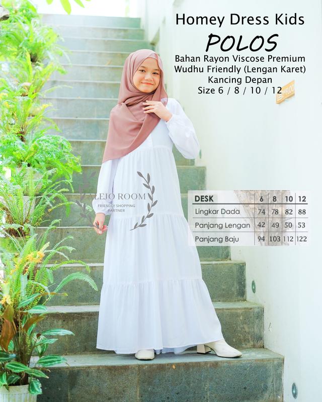 NASHWA Wear - BLACK and WHITE Dress Series POLOS Couple Ibu dan Anak - Katun Rayon Premium Gamis Muslim 1