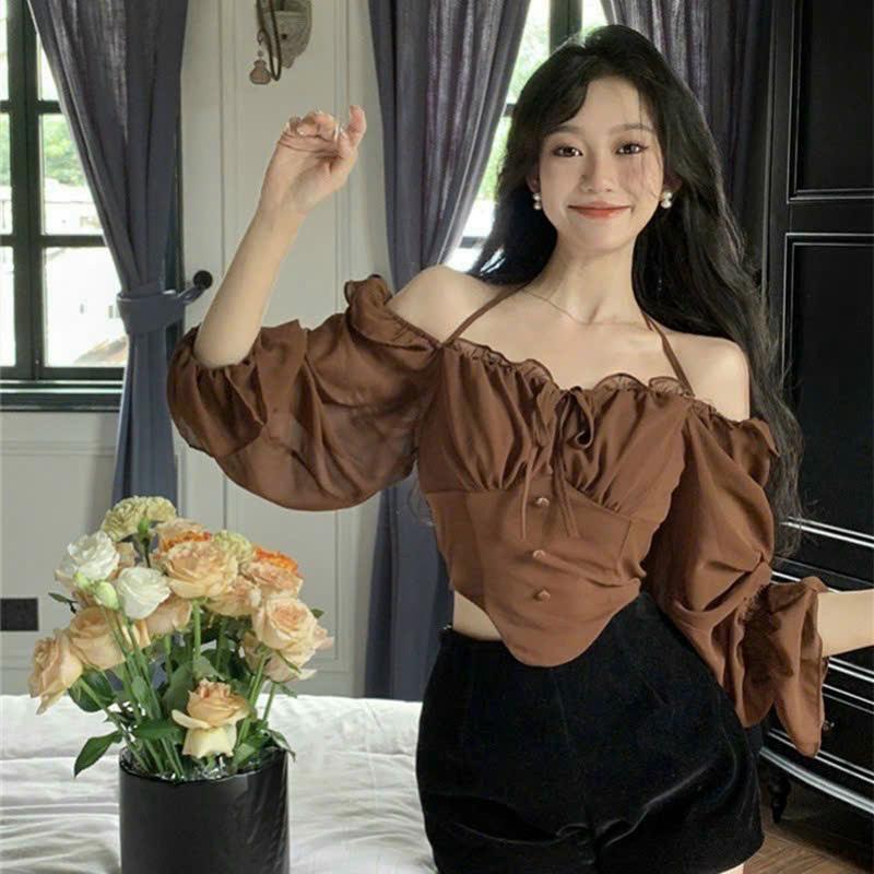 Áo voan kiểu cổ yếm ( có bo chun sau lưng) Nữ Women