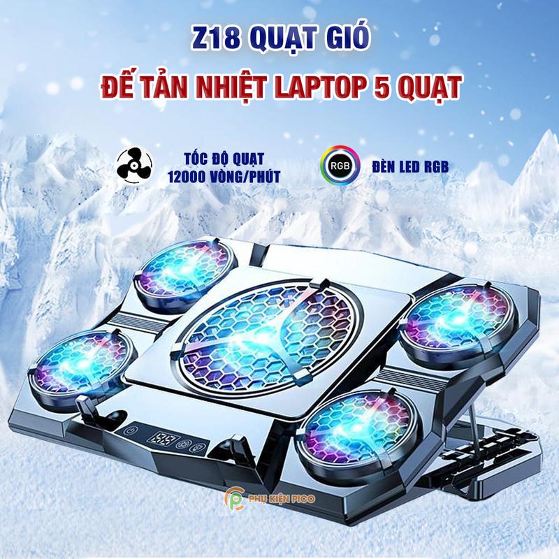 Quạt tản nhiệt laptop máy tính Z18 / FL08 - Đế tản nhiệt laptop 17 inch - Giá đỡ Surface book pro