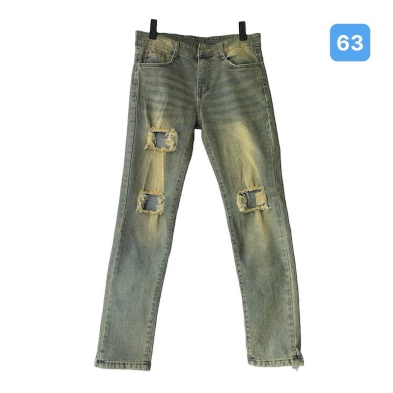 Quần jean nam 630 Quần bò nam màu xanh rách gối to - Quần dài nam chất jean co giãn phong cách thời trang Menswear Pants Có Túi