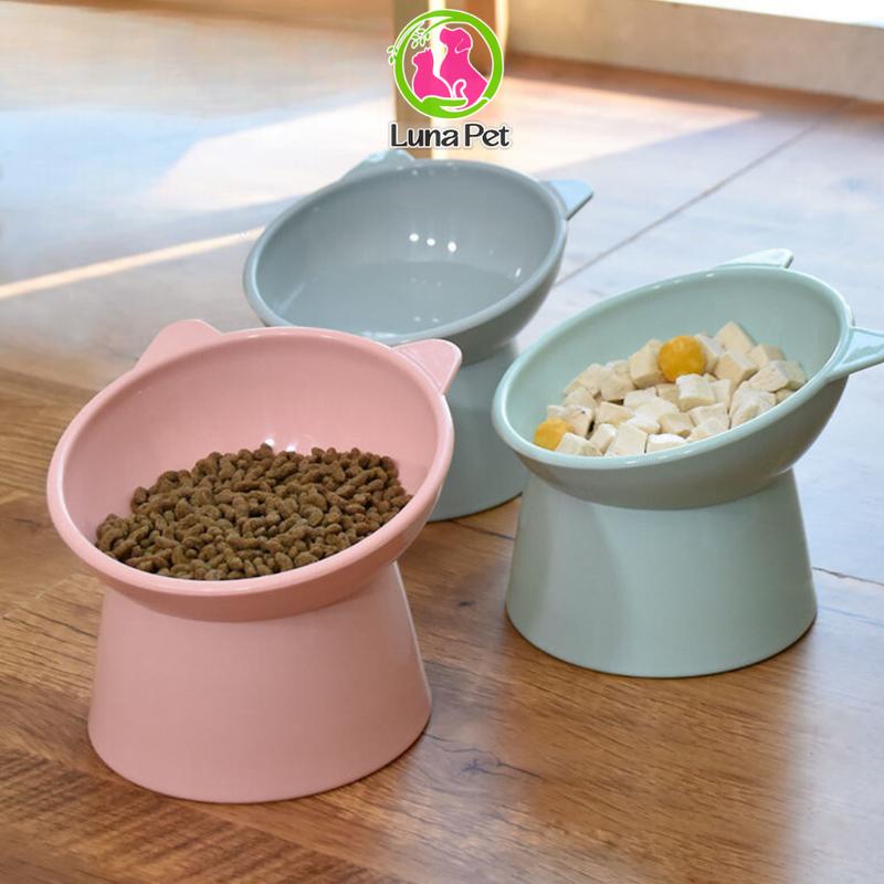 Bát ăn chống gù cho chó mèo Luna Pet BA18- Bát ăn cổ cao bằng nhựa nguyên khối cho thú cưng