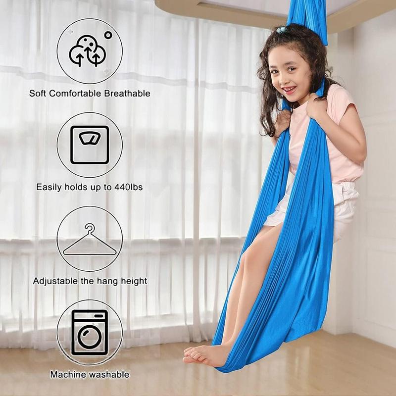 Product Introduction of Portable Elastic Kid Swing Soft Breathable Hammock Swing 150x280cm Washable Pod Swing Chair Indoor 12