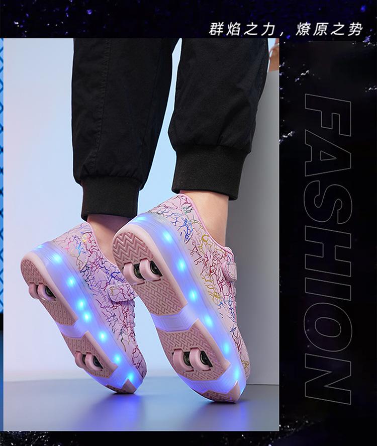 Product Introduction of In Stock Children Heelys Detachable Skate Shoes Boys and Girls Roller Skates Children Heelys New Boys Walking Shoes Four-Wheel Girls Rollerskate Double Row Skates in Stock 12