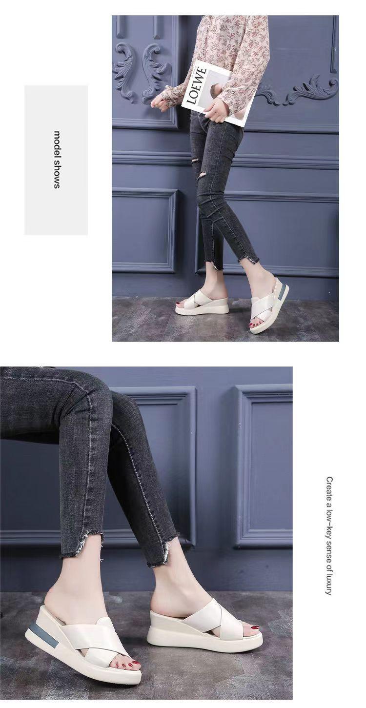 Product Introduction of Dép Đế Xuồng, Da Thật Mềm, Dành Cho Nữ, Thích Hợp Cho Mùa Hè, Có Thể Mặc Ngoài Trời, Hàng Mới Về 2024, Dép Dễ Phối Đồ Giày Đế Xuồng Cao Gót, Giày Đế Xuồng 6