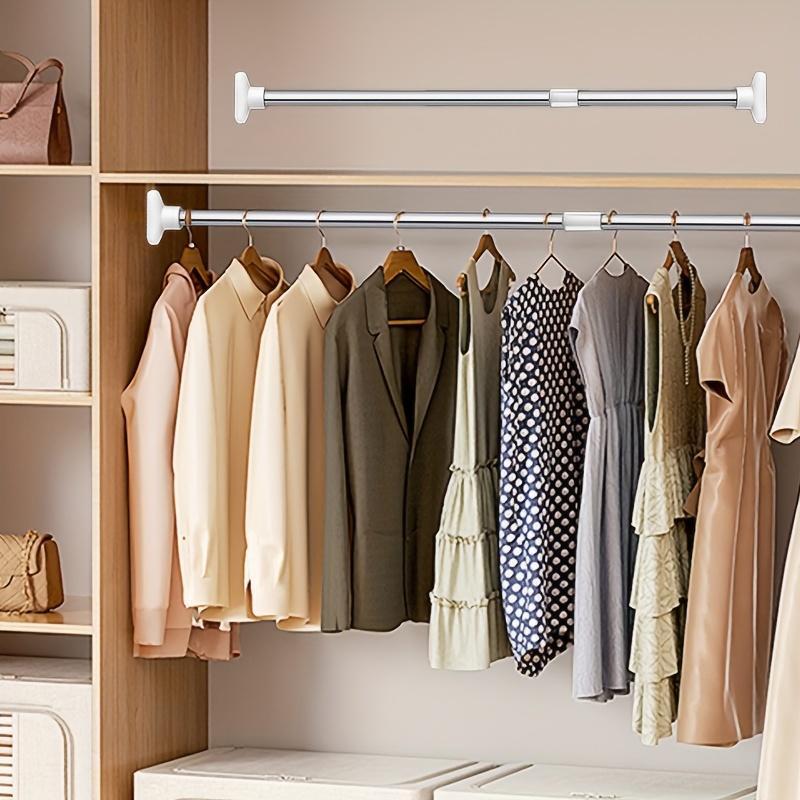 Telescopic Metal Closet Rod, 1 Count Durable Punch-free Curtains Rack, Multi-purpose Hanging Rack for Living Room, Laundry, Balcony, Bathroom Storage Organizer, Hangable 4