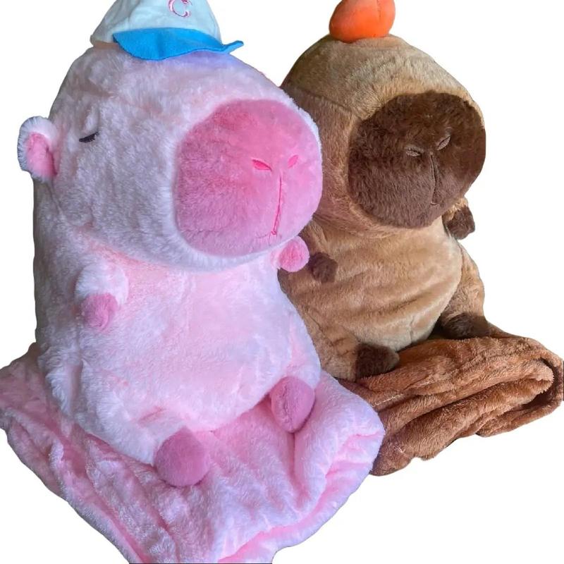 Gấu nhồi bông capybara kèm chăn dễ thương