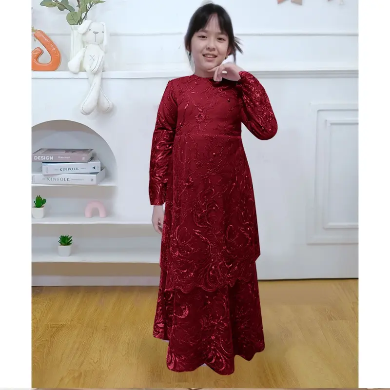 BARU Kid Sarah Gamis Couple Ibu Anak Fashion Brukat Full 2 Tingkat Premiun Dress Pesta Jumbo Seragam Kondangan Kekinian 7