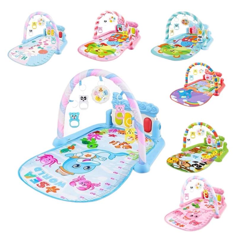 ( Tặng thìa ăn dặm cho bé) Thảm nằm chơi cho bé có phát nhạc với các hình thú ngộ nghĩnh đáng yêu cho bé. Đồ Chơi Toys Len tham nhac đạp chân