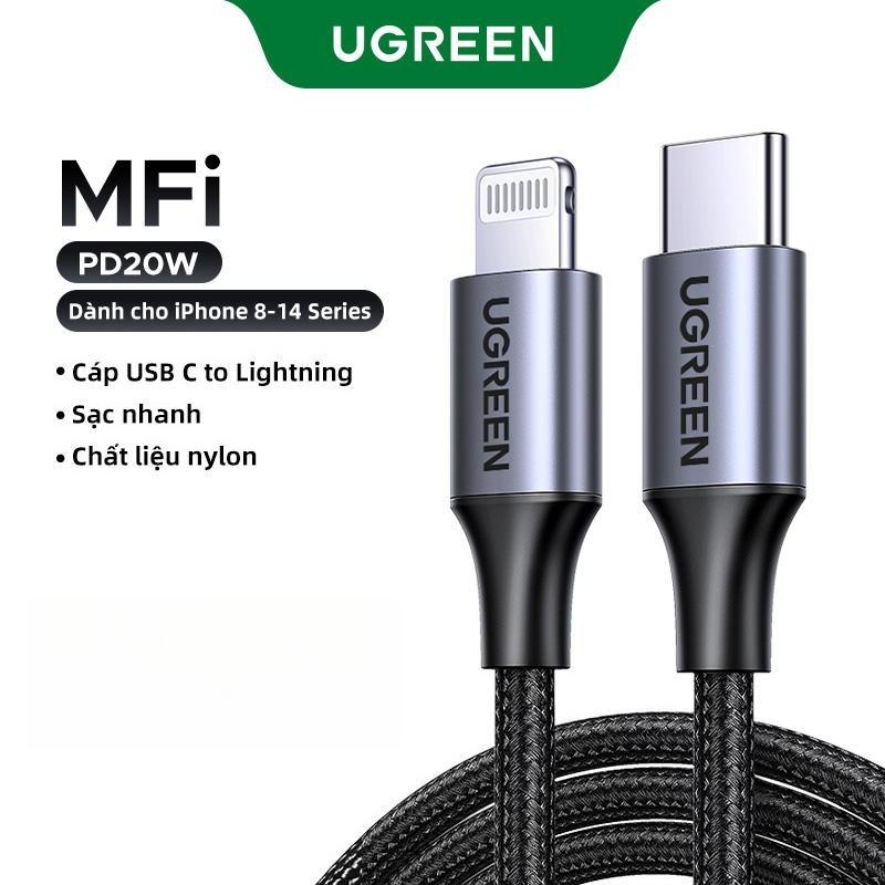 UGREEN Cáp USB C sang Lightning PD 20W MFI Bện Tương thích với iPhone 14 13 12 11 Cable 60759
