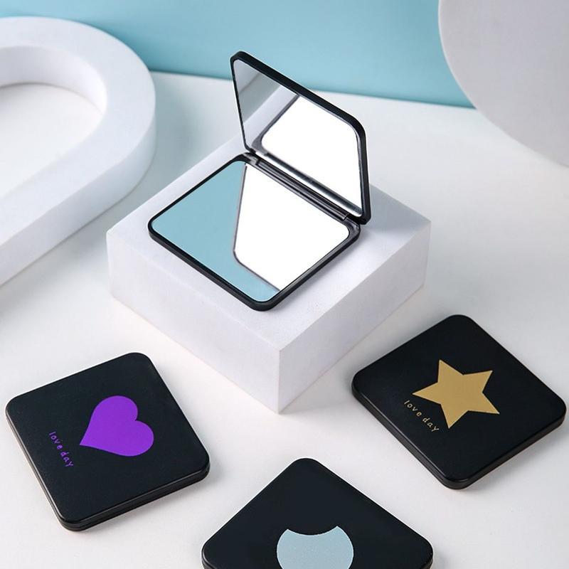 Gương mini gấp gọn 2 mặt, gương gập nhỏ dùng để soi trang điểm để bàn bỏ túi cho nữ cute