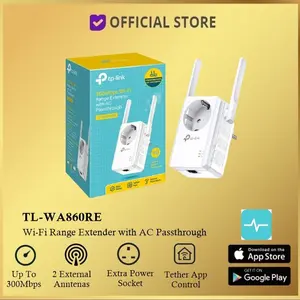 TP-Link TL-WA860RE - 300Mbps WiFi Range Extender dengan AC Passthrough Kabel Sinyal