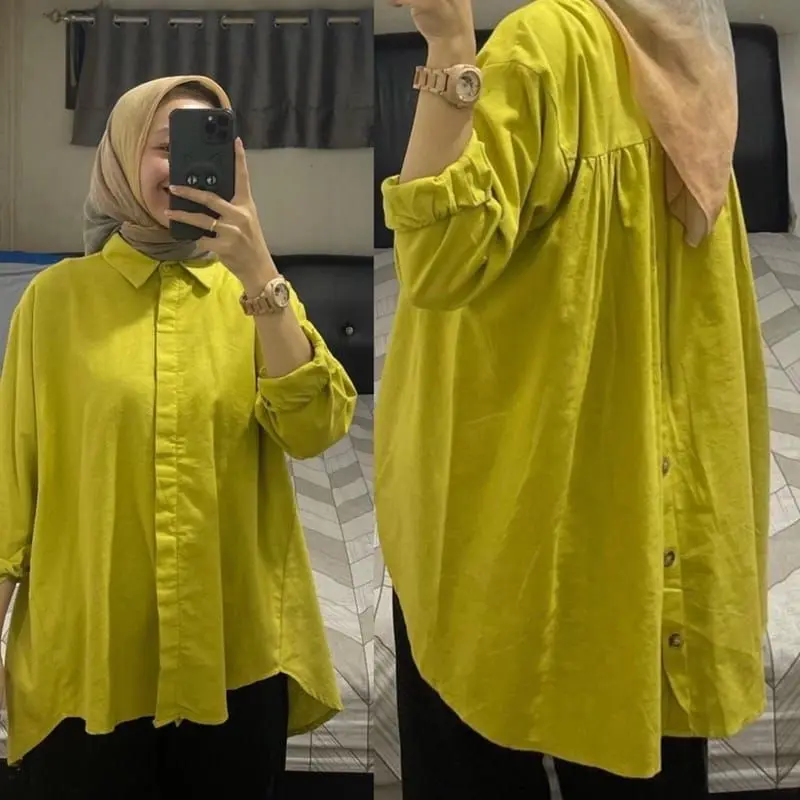 KEMEJA RAYON PREMIUM KEMEJA BLOUSE KERJA KULIAH ADEM LEMBUT TIDAK NERAWANG HQ Baju Kancing Nyaman Panjang