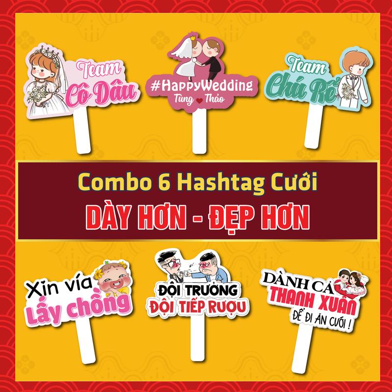 Combo 6 Hashtag Cầm Tay Chụp Ảnh Đám Cưới, Đám Hỏi...