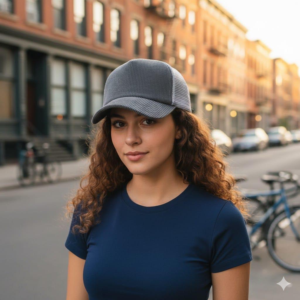 Topi Trucker Hat Lidah Pendek Bahan Corduroy Dewasa