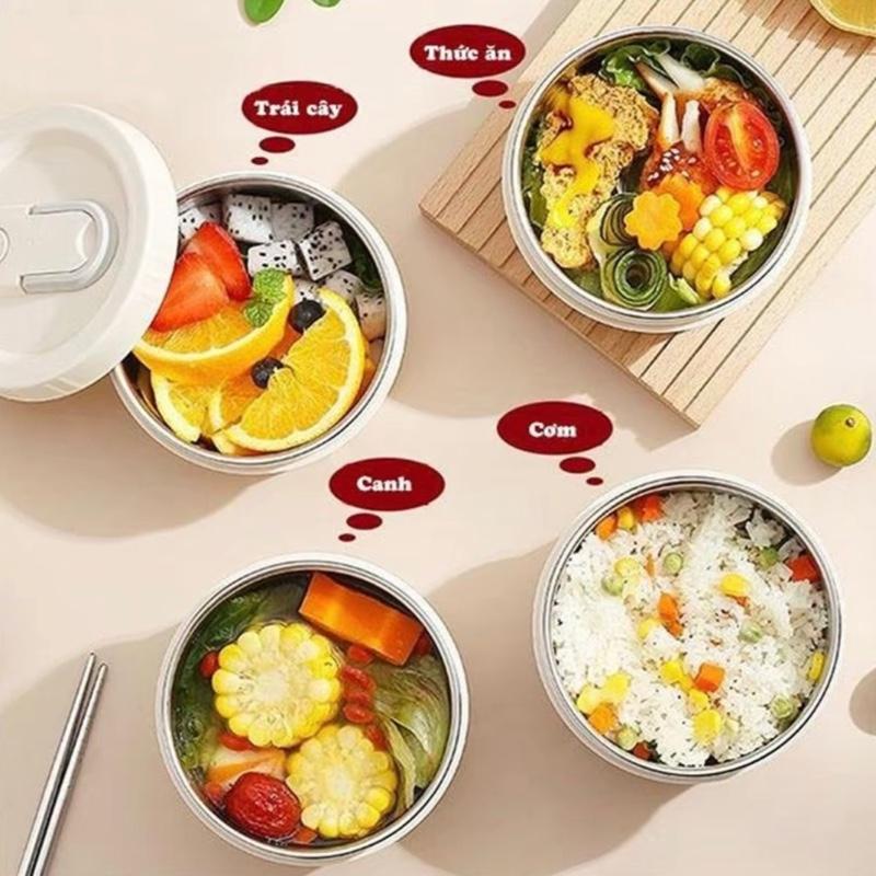 [TĂNG TÚI + ĐÜA THÌAJ Hộp đựng cơm giữ nhiệt 2, 3,4 tầng dùng được lò vi sóng ,Hộp com trưa văn phòng cách nhiệt bảng thép không gì tặng kèm túi hop com 8