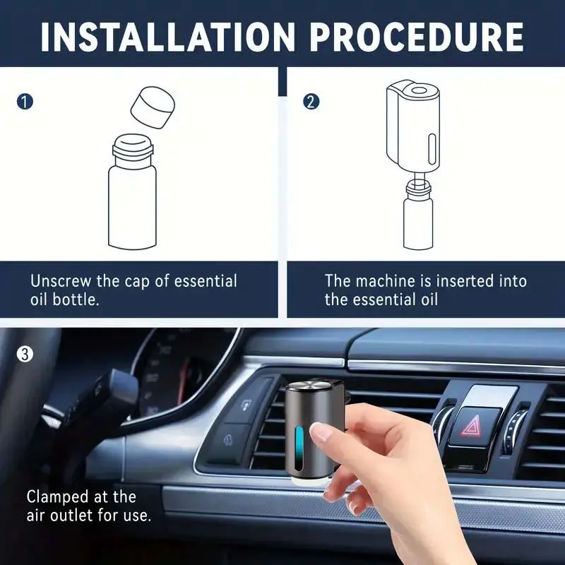 Smart Car Air Freshener, USB Rechargeable Car Aroma Diffuser with 3 Adjustable Modes, Ultrasonic Mist Maker for Car, Home, Office 8