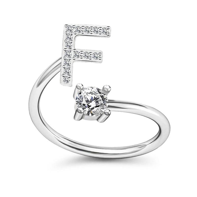 Fashion Exquisite Simple 26 Initial Letter Adjustable Ring Women Friendship  Gift #314211 5
