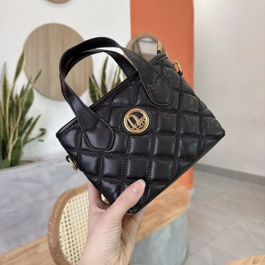 Túi xách nữ, túi đeo chéo quai trần trám tag tròn da mềm N325