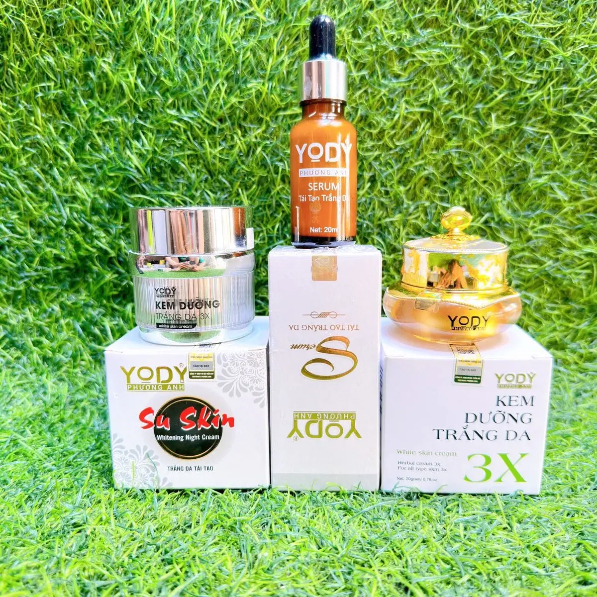 Bộ 3 món dưỡng da Yody White Phuong Anh gồm serum căng bóng+kem3x giúp sáng da+ kem đêm suskin giúp cấp ẩm nuôi da Skincare Son