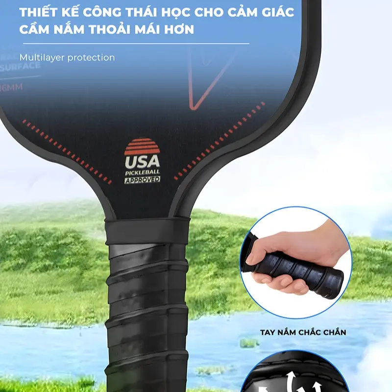 Vợt Pickleball viền đen đỏ siêu nhẹ - Super Quality PK01.8 3