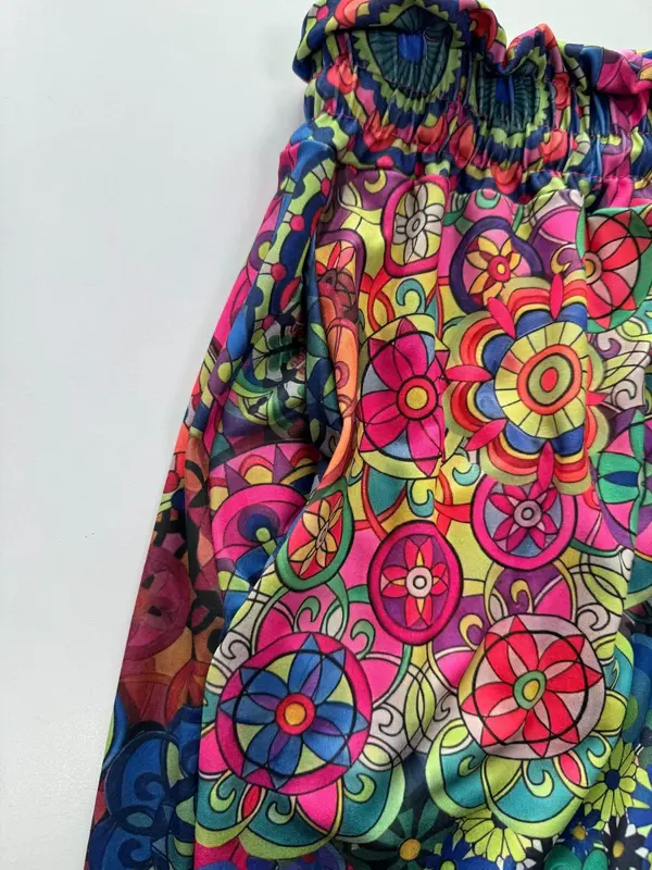 【Plus Size】 All Over Print Tie Waist Skirt, Boho Fashion Casual Pocket Design Skirt for Daily Holiday Vacation Wear, Women Plus Clothing for Summer 3