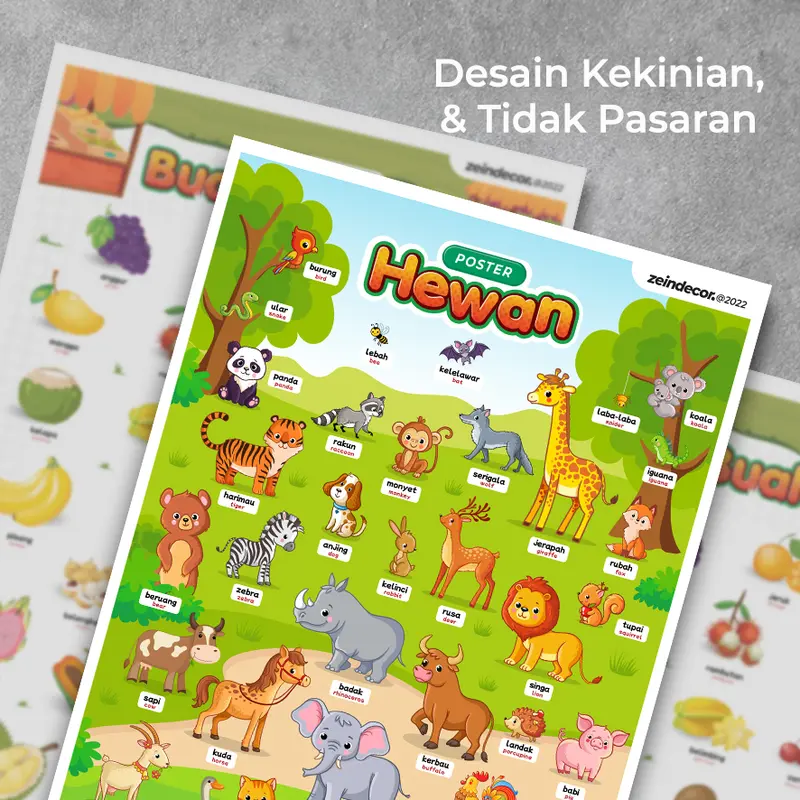 Poster Hewan Mengenal Binatang | Animals Poster anak 1