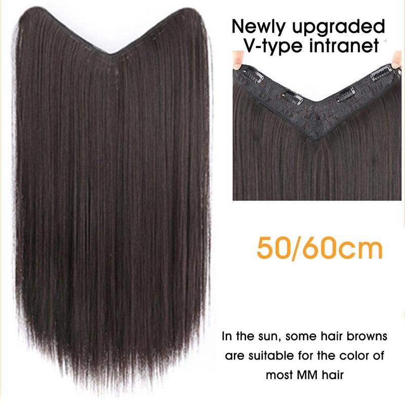 Wig Big Wave Hair Extension Straight Long Clip In Hair High Tempreture Synthe Brown Black Y5E5 3
