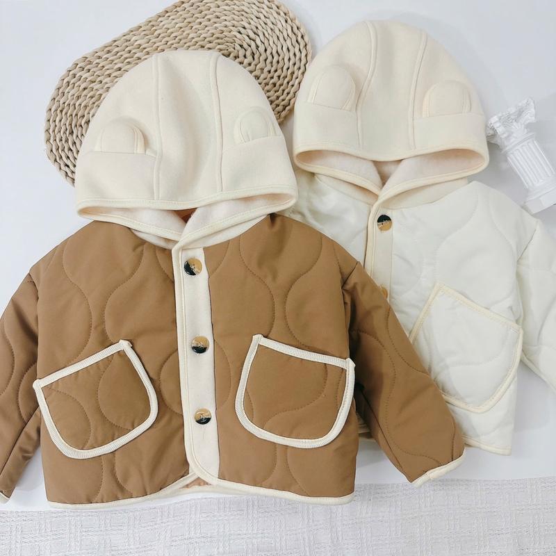 [BeHan] Áo phao trần bông mũ liền chất phao lì dày ấm cho bé trai bé gái -A24B26S