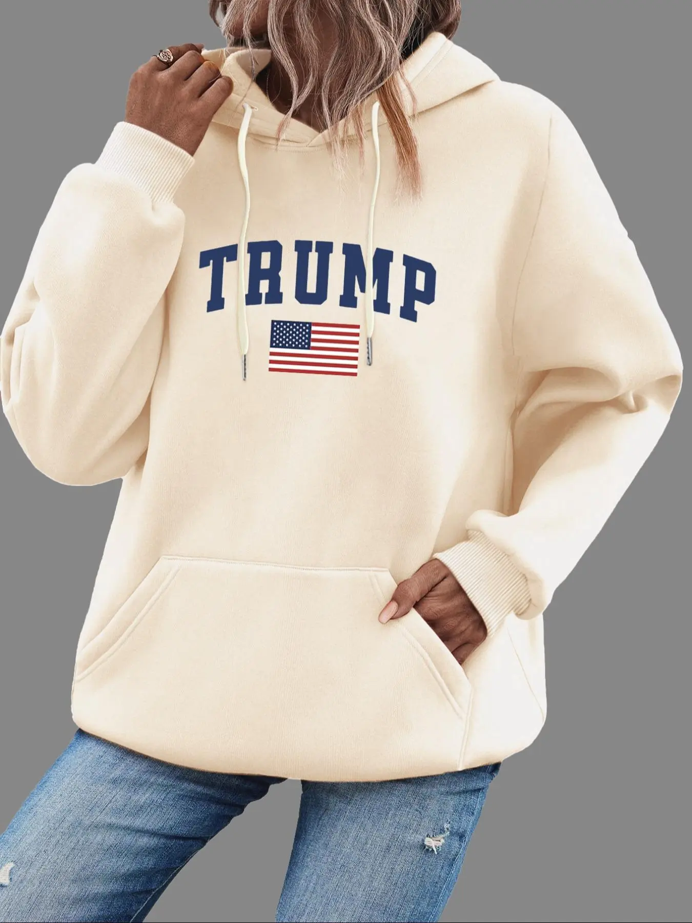 Women's Letter Print Hoodie, Casual Long Sleeve Drawstring Hoodies for Fall & Winter, Women's Clothes for Daily Wear