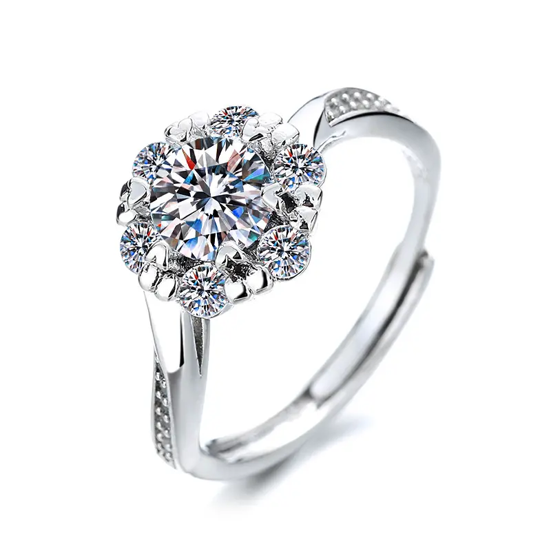 Nhẫn Moissanite, Độc Đáo Nữ, Cao Cấp, Không Phai Màu, Nhẫn Cặp Đôi Đám Cưới, Nhẫn Một Carat Cầu Hôn, Trang Sức Zircon 6
