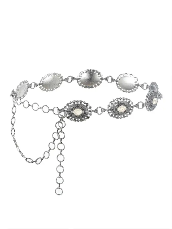 Women's Baroque Style Chain Belt with Geometric Decoration, Casual Trendy Waist Belt, Fashion Accessories for Clothes Decoration for Dress 0