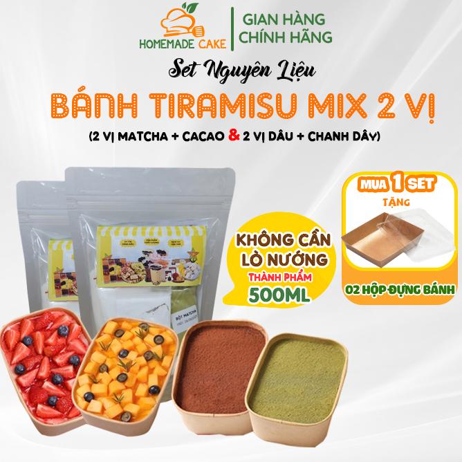 Set nguyên liệu làm bánh Tiramisu mix 2 vị Cổ Điển, Duyin chuẩn Ý thành phẩm 500ml - Snack, Ăn Vặt Cake Food