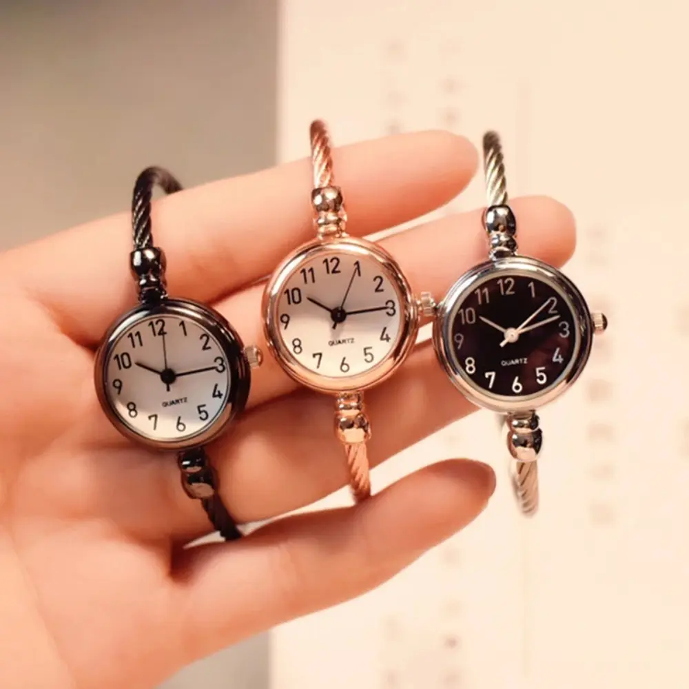 Women Watches Small Bangle Bracelet Watch Stainless Steel Retro Ladies Quartz Wristwatch Clock Casual Dress Watch