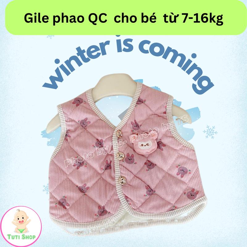Áo gile  lót Nỉ NHUNG ẤM ÁP, áo khoác  cho bé, áo khoác phao mùa đông cho  bé trai, bé gái