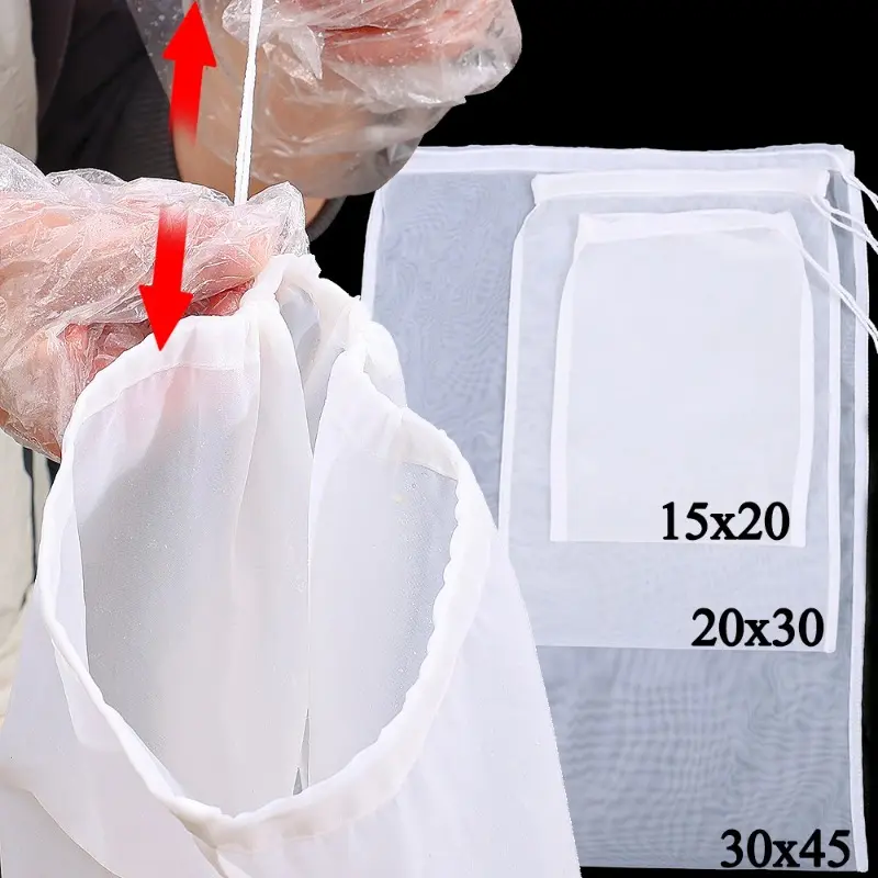Túi lọc sữa đậu nành, 100 lưới, làm bằng Nylon, thích hợp để lọc, lọc cặn rượu, bã rượu, mật ong, rau, nước ép trái cây, cà phê, màn lọc đồng nhất nhà bếp