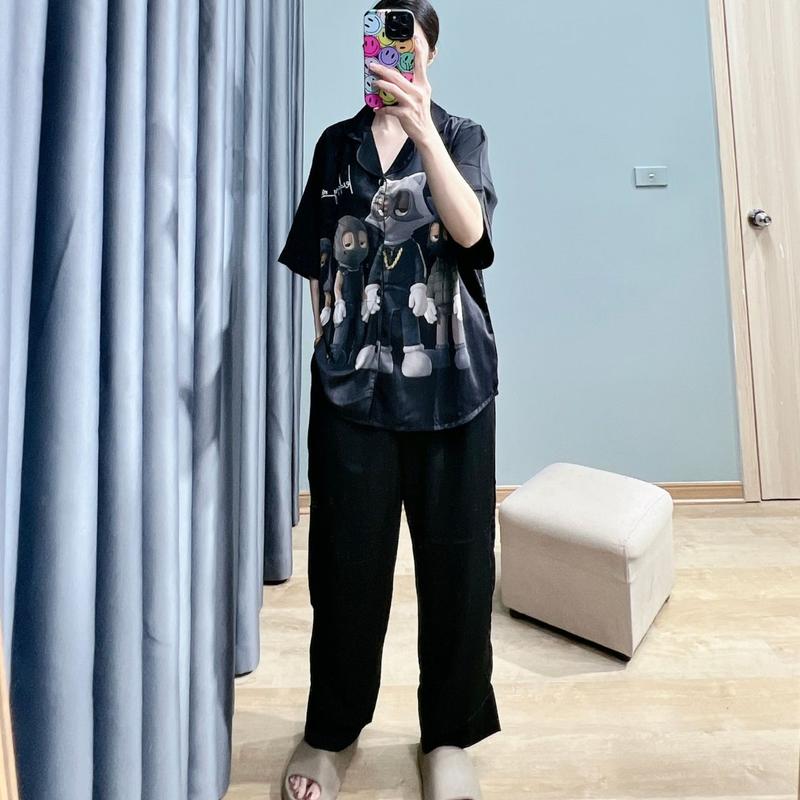 Bộ Pijama Bigsize hình 4 chú chuột cộc dài mặc nhà dành cho nữ có size từ 40kg đến 90kg
