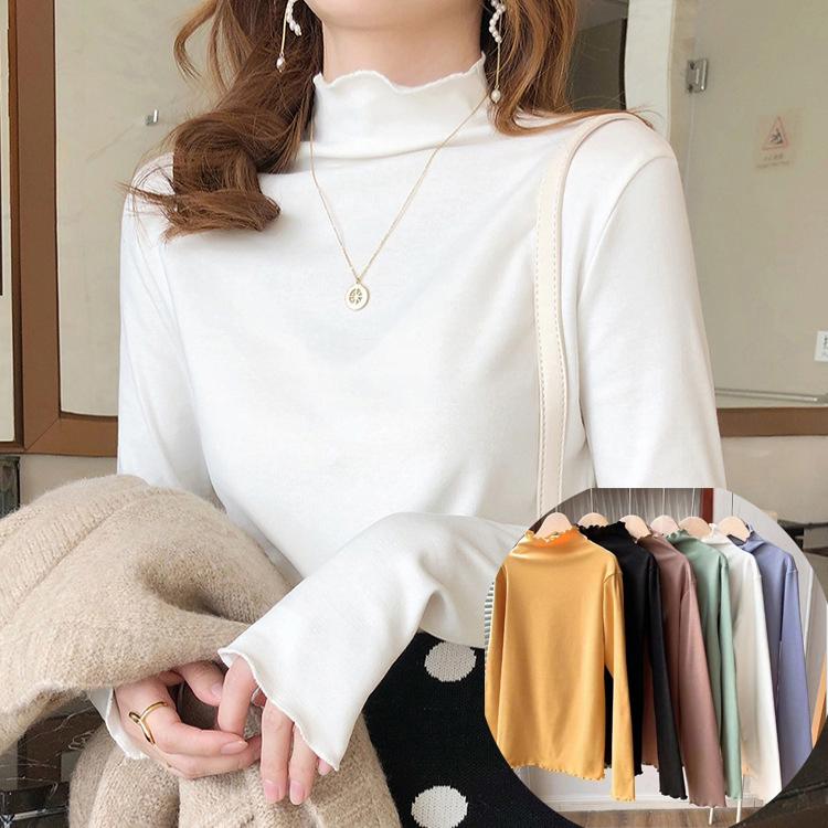 Áo Giữ Nhiệt Nữ Quảng Châu Cổ Bèo Cao 3 Phân Mùa Đông Lót Nỉ Nhẹ Đẹp